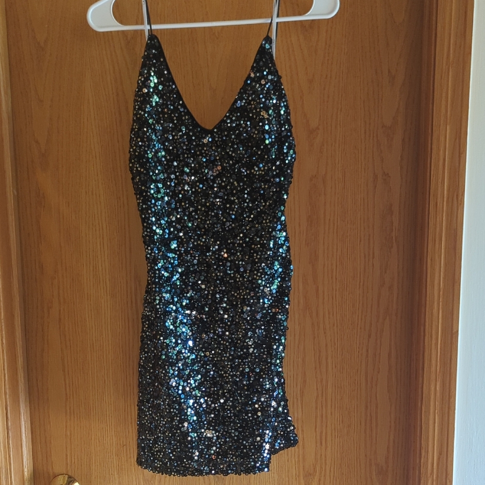 Black Sequin Mini Dress